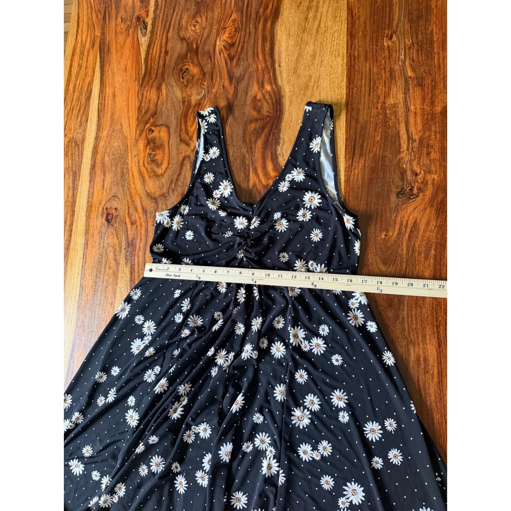 Torrid Black Daisy Polka Dot Sleeveless Skater Dress Womens 1 Plus Sunflower - Picture 8 of 11